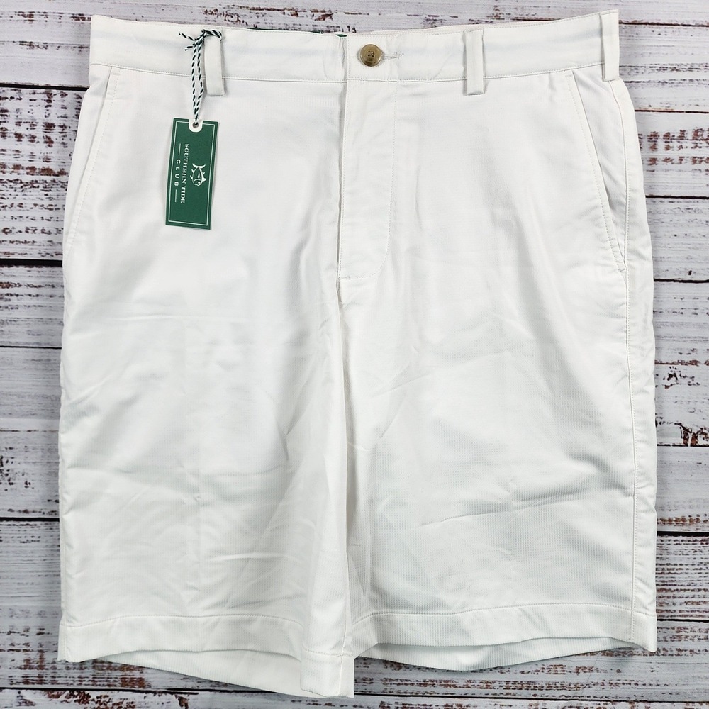 NWT Southern Tide Club Performance Shorts Mens 33 Classic White Golf Stretch